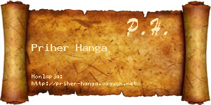 Priher Hanga névjegykártya